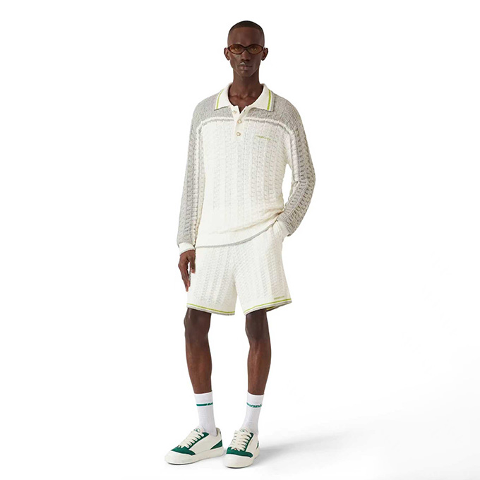 casablanca color-block cable-knit polo shirt